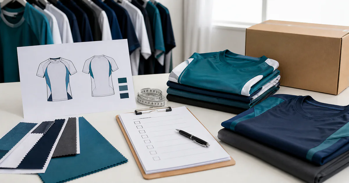 Bulk custom jersey ordering guide with jersey mockup and buyer checklist