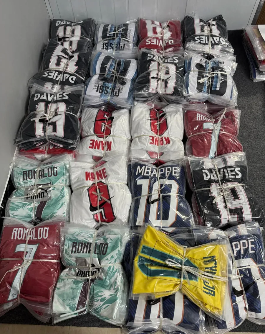 Personalized jerseys individually packed for bulk delivery